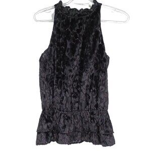 Ramy Brook Bobbi Leopard Burnout Velvet Blouse Black Women’s XS Party Cocktail